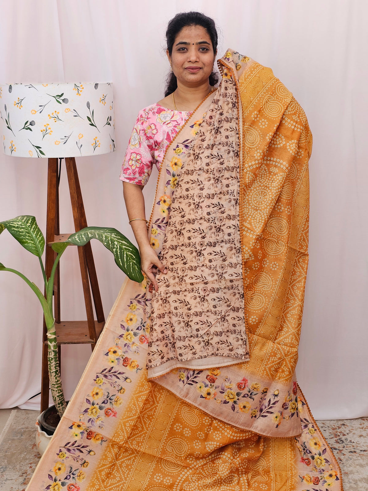 Semi Chanderi Saree - Yellow