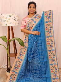 Semi Chanderi Saree - Blue