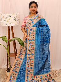 Semi Chanderi Saree - Blue