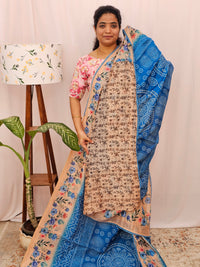 Semi Chanderi Saree - Blue