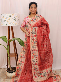 Semi Chanderi Saree - Rust Orange