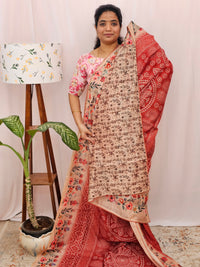 Semi Chanderi Saree - Rust Orange