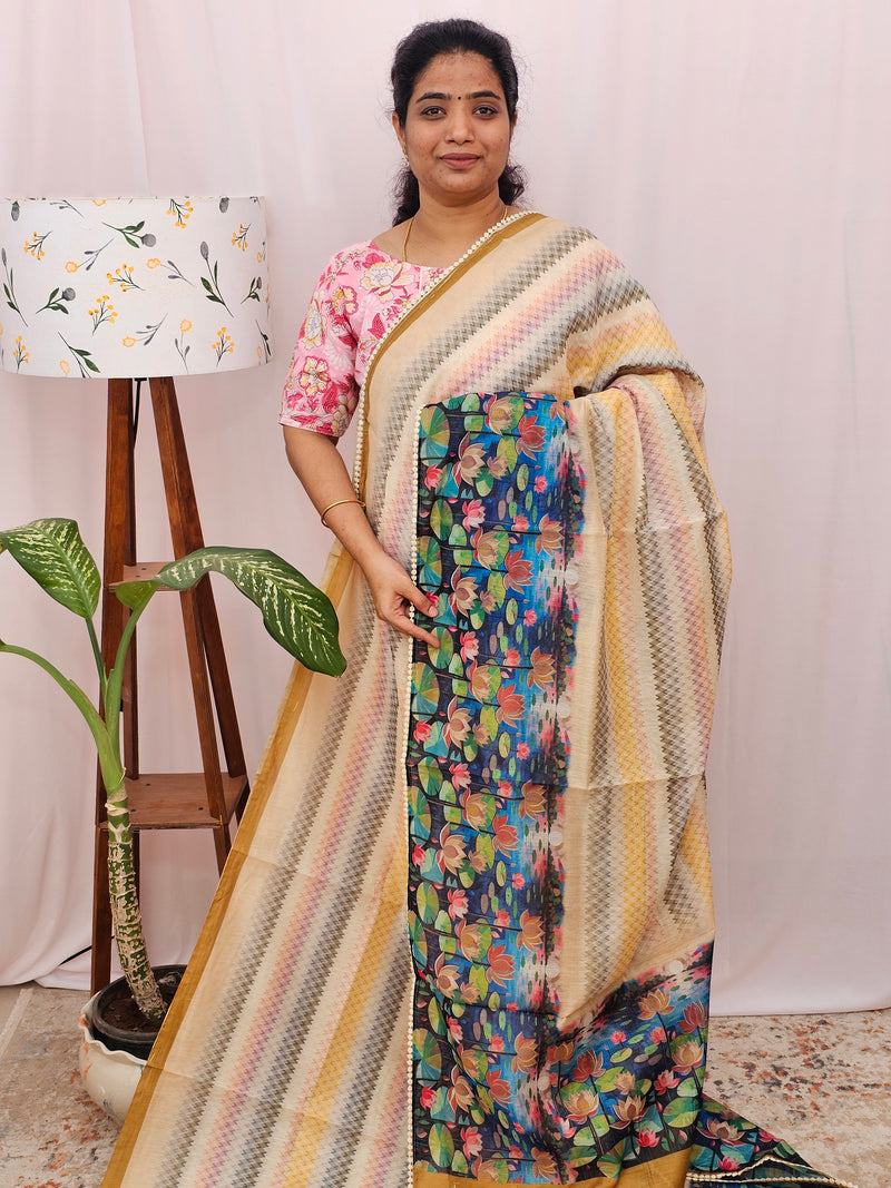 Semi Chanderi Saree - Multi Shade