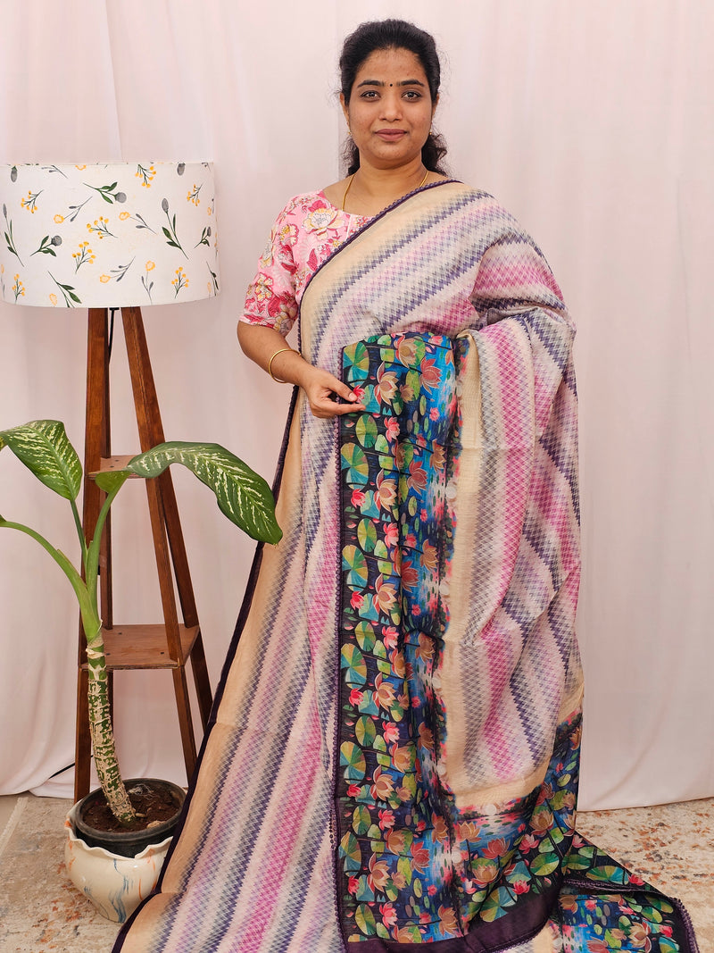 Semi Chanderi Saree - Multi Shade