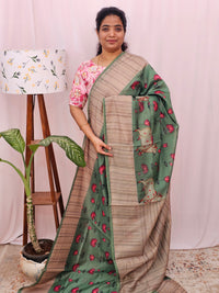 Semi Chanderi Saree - Green
