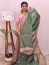 Semi Chanderi Saree - Green