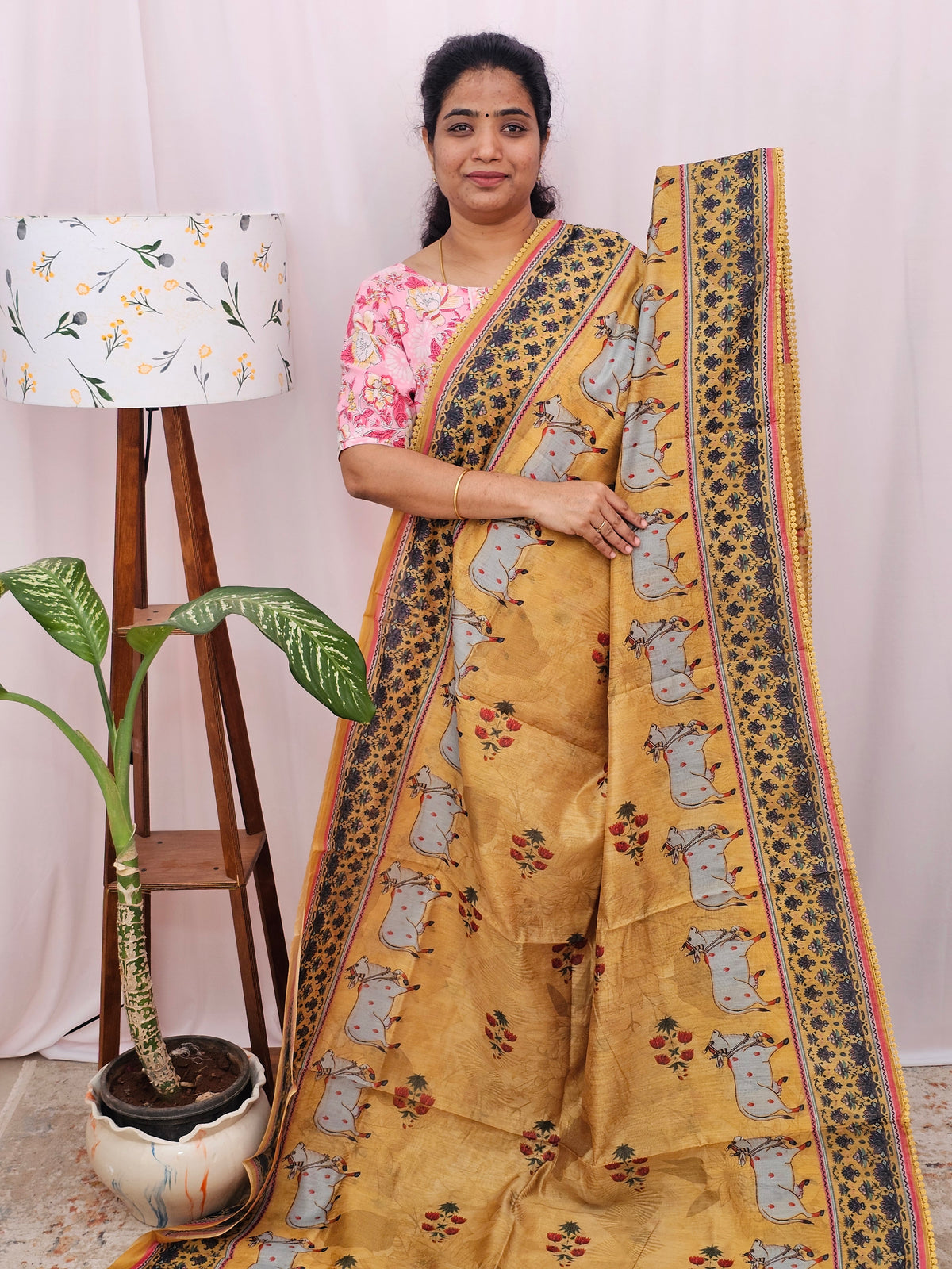 Semi Chanderi Saree - Musterd Yellow
