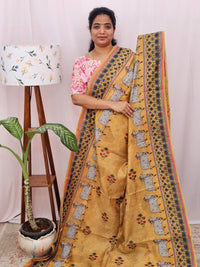 Semi Chanderi Saree - Musterd Yellow