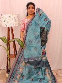 Semi Chanderi Saree - Blue