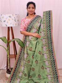Semi Chanderi Saree - Green