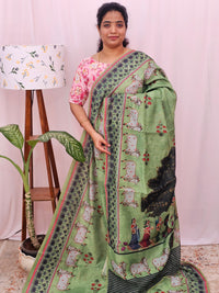 Semi Chanderi Saree - Green