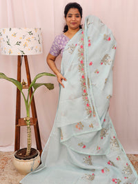 Premium Semi Tussar Kota Weaving Saree - Blue