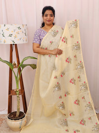 Premium Semi Tussar Kota Weaving Saree - Sandal