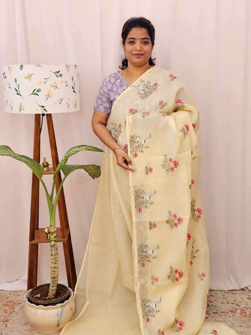 Premium Semi Tussar Kota Weaving Saree - Sandal