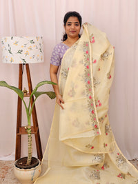 Premium Semi Tussar Kota Weaving Saree - Sandal