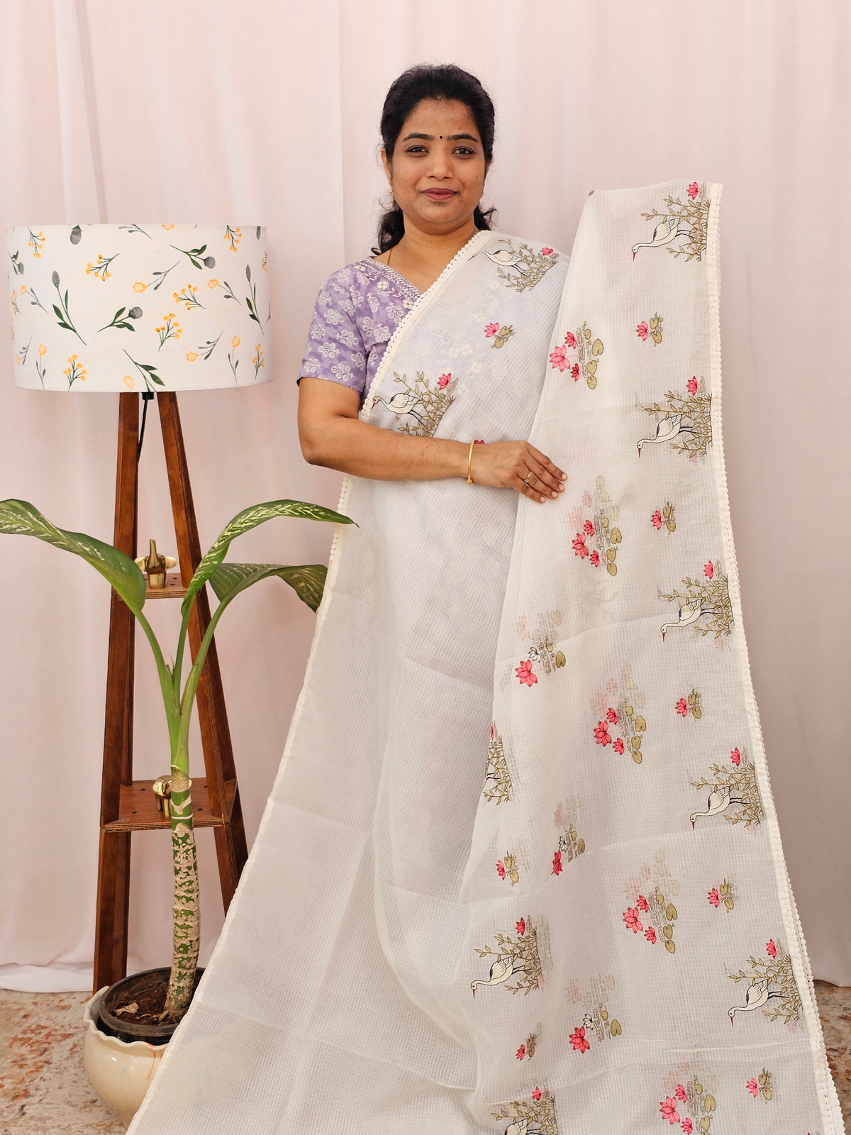Premium Semi Tussar Kota Weaving Saree - White