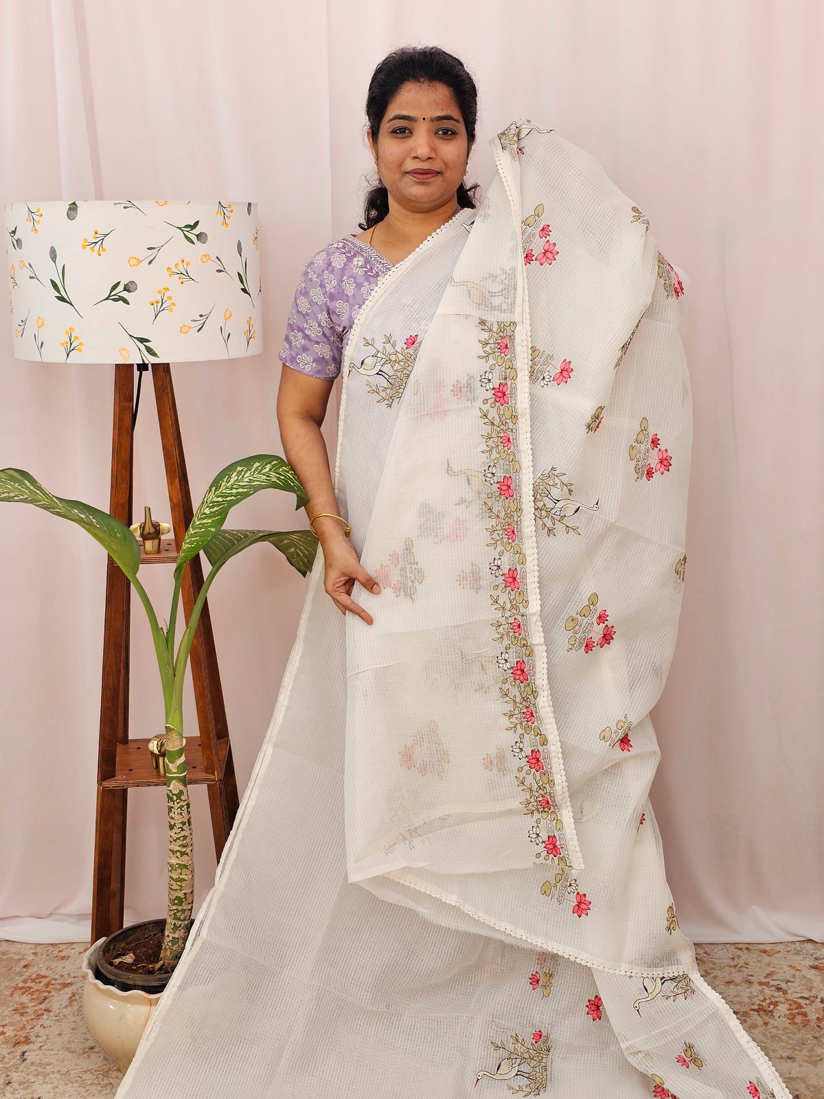 Premium Semi Tussar Kota Weaving Saree - White