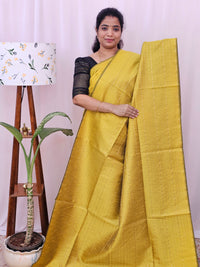 Semi Raw Silk - Yellow with Black