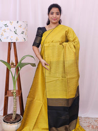 Semi Raw Silk - Yellow with Black