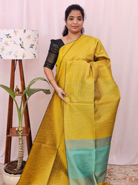 Semi Raw Silk - Yellow with Sea Gree