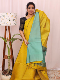 Semi Raw Silk - Yellow with Sea Gree
