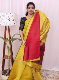 Semi Raw Silk - Yellow with Red