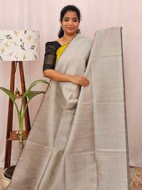 Semi Raw Silk - Pastel Grey with Purple