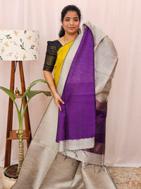 Semi Raw Silk - Pastel Grey with Purple