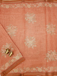 Linen Tissue with Aari Work - Orange