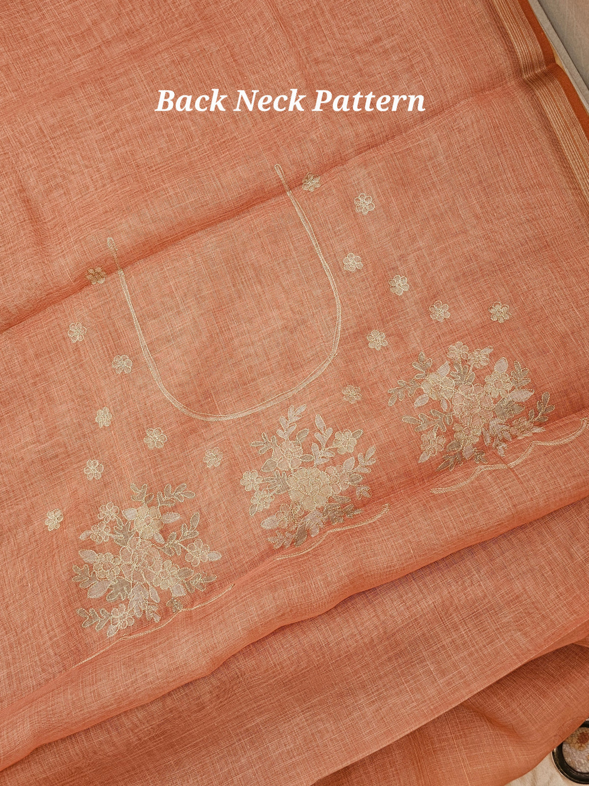 Linen Tissue with Aari Work - Orange