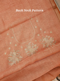 Linen Tissue with Aari Work - Orange