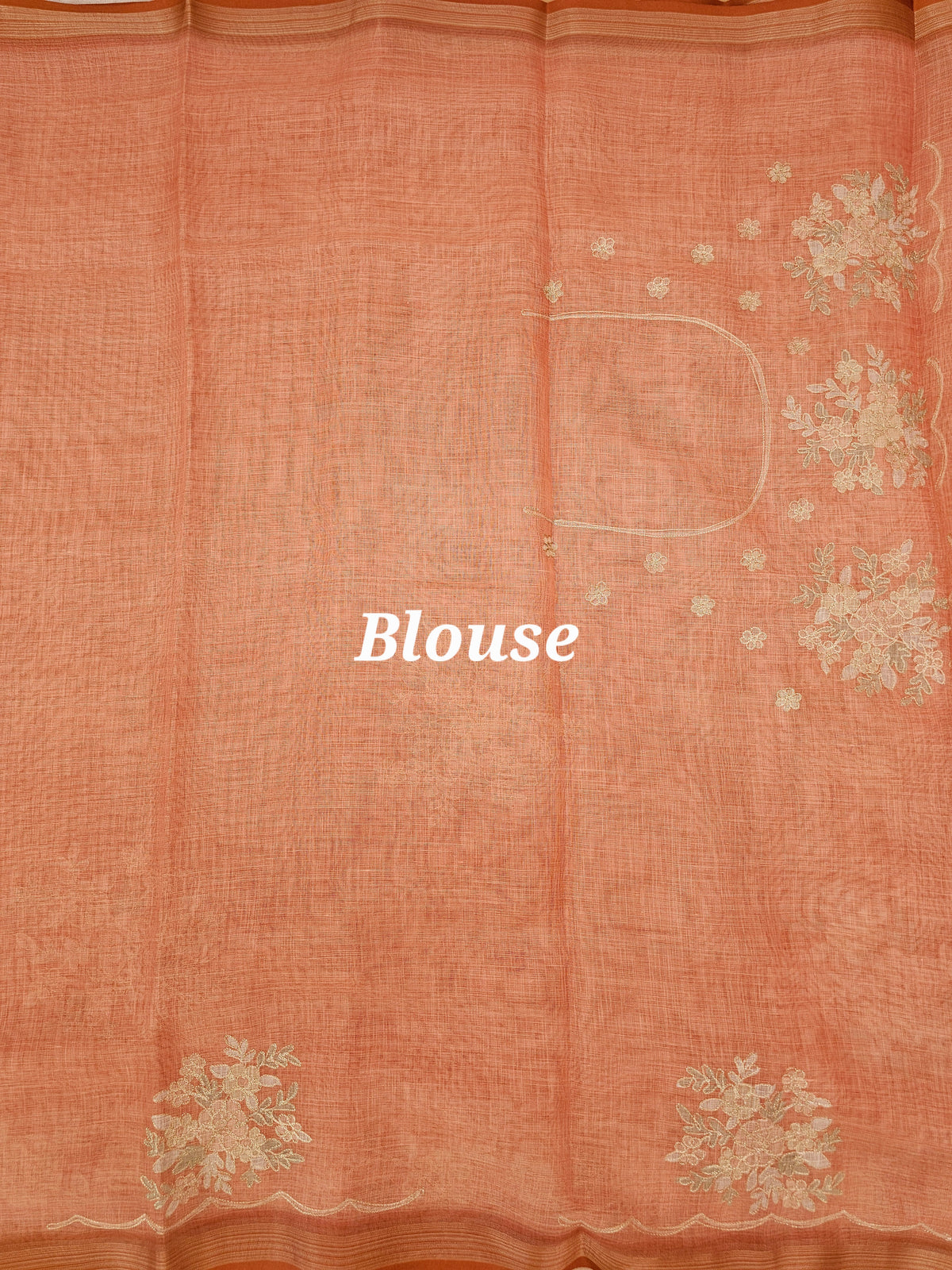 Linen Tissue with Aari Work - Orange