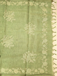 Linen Tissue with Aari Work - Green