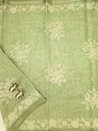 Linen Tissue with Aari Work - Green