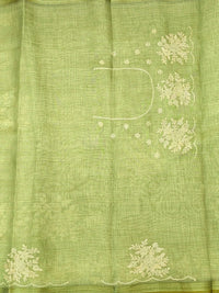 Linen Tissue with Aari Work - Green