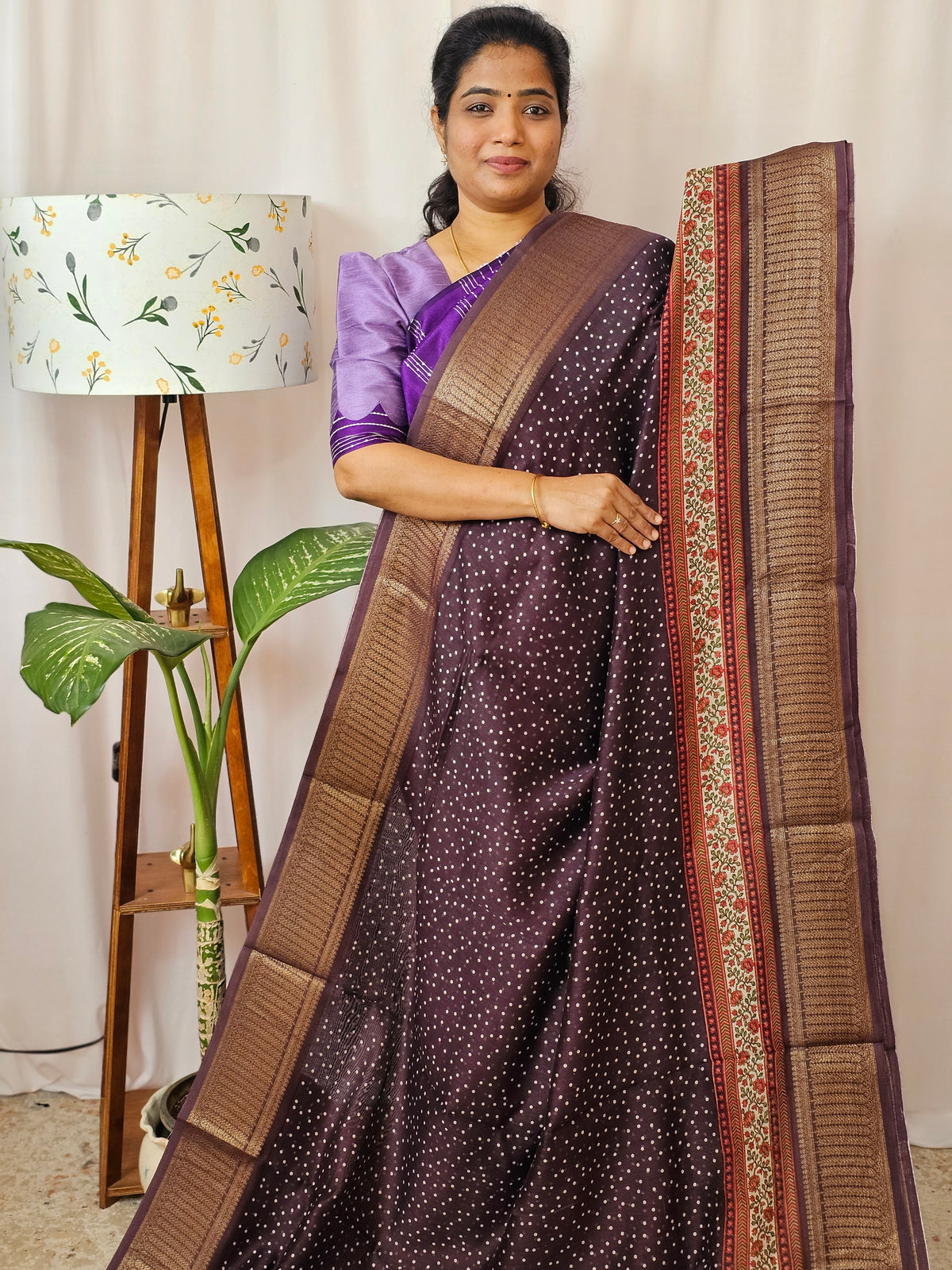Pure Chanderi Butter Silk - Dark Brown