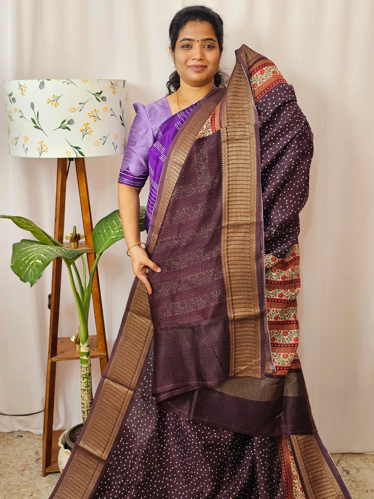 Pure Chanderi Butter Silk - Dark Brown
