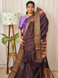 Pure Chanderi Butter Silk - Dark Brown