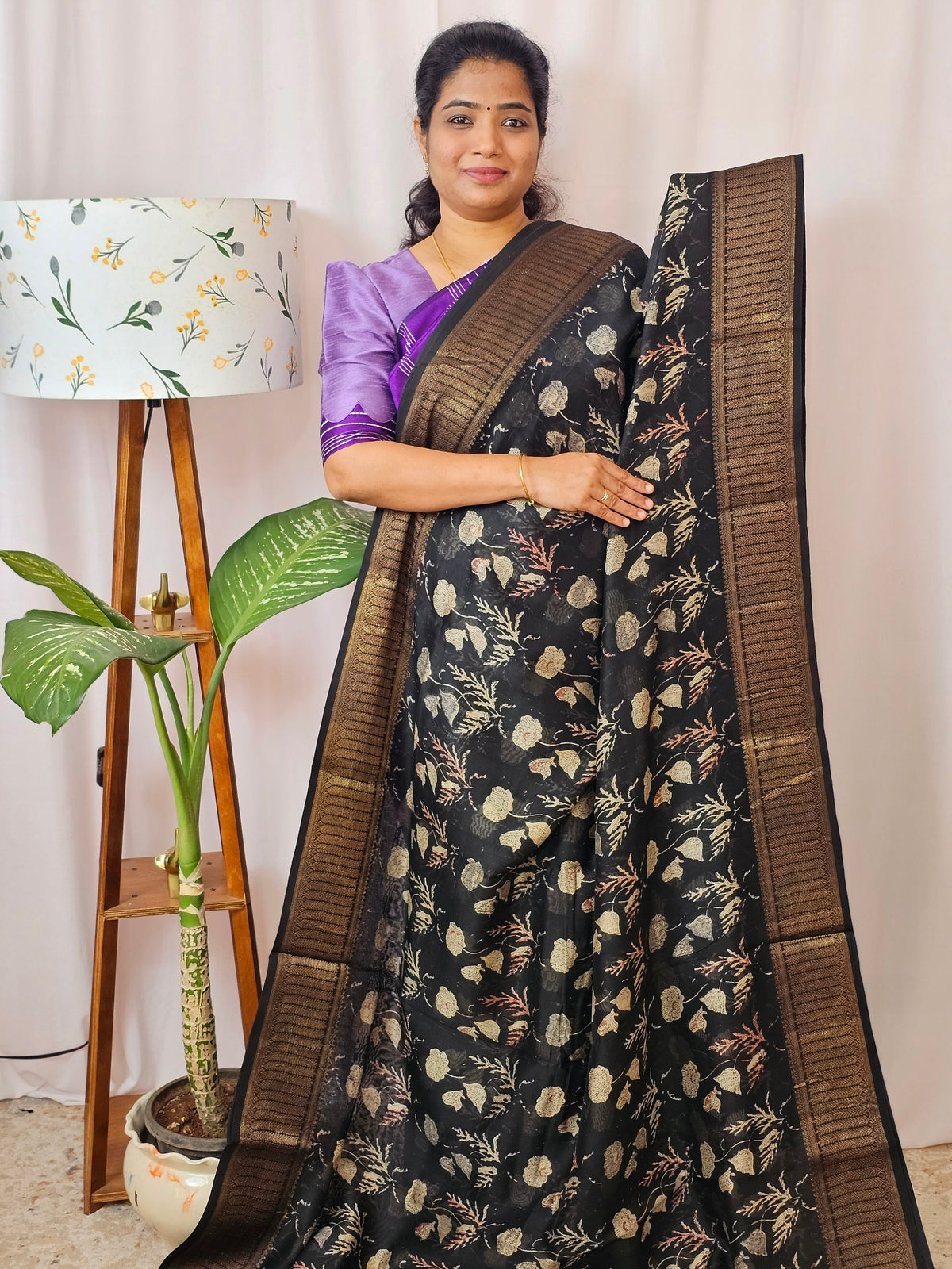 Pure Chanderi Butter Silk - Black