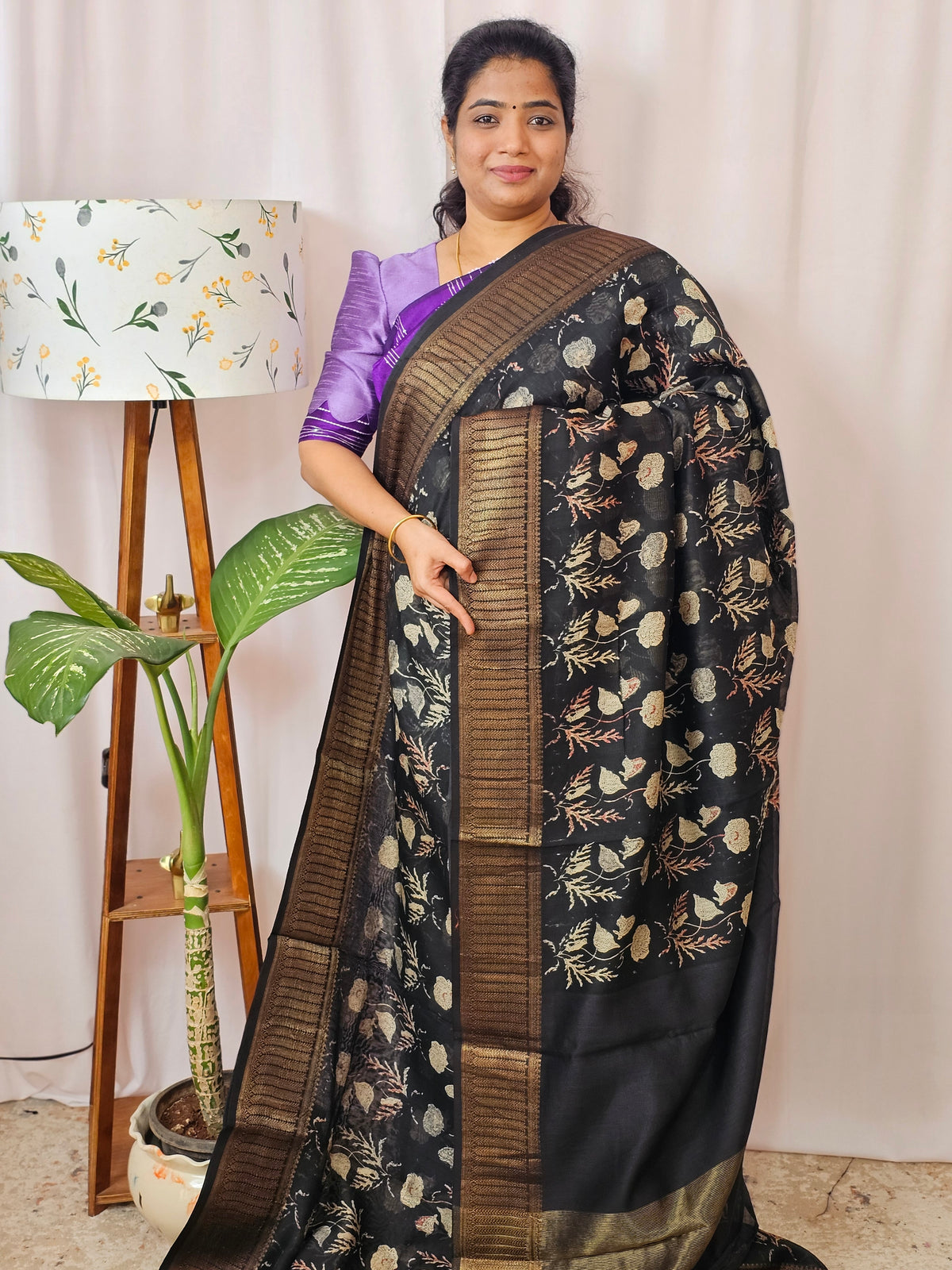 Pure Chanderi Butter Silk - Black