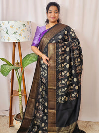 Pure Chanderi Butter Silk - Black