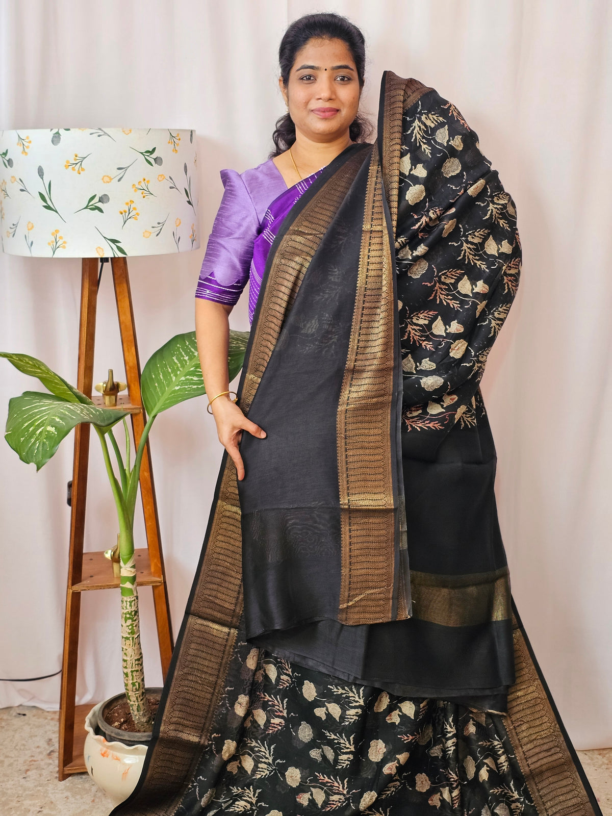 Pure Chanderi Butter Silk - Black