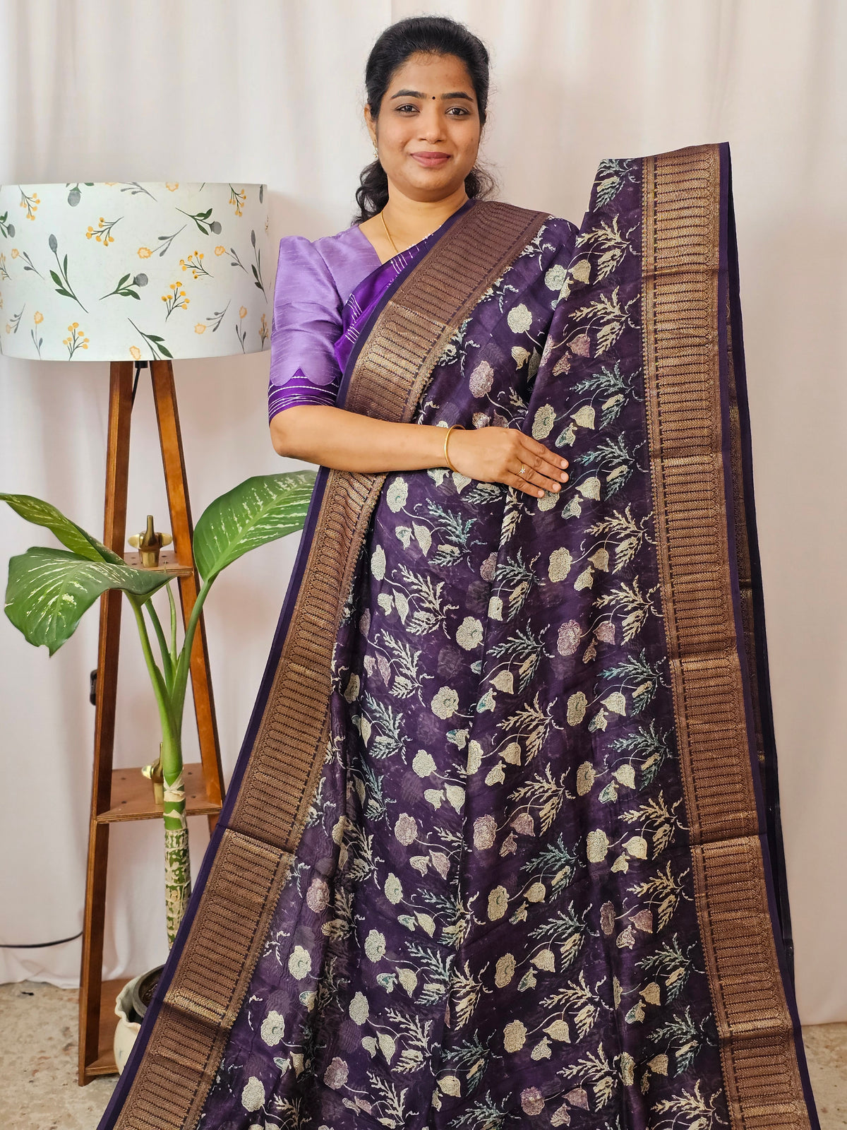 Pure Chanderi Butter Silk - Dark Purple