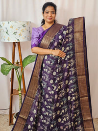 Pure Chanderi Butter Silk - Dark Purple