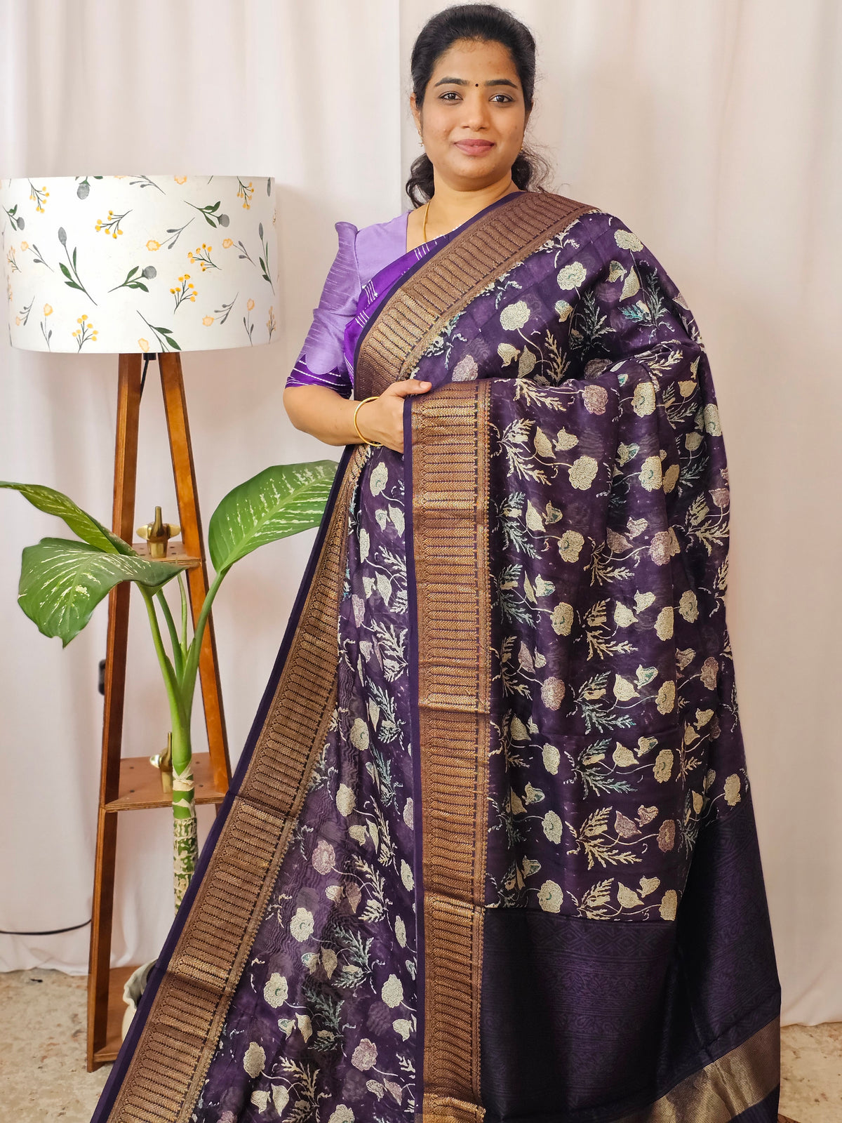 Pure Chanderi Butter Silk - Dark Purple