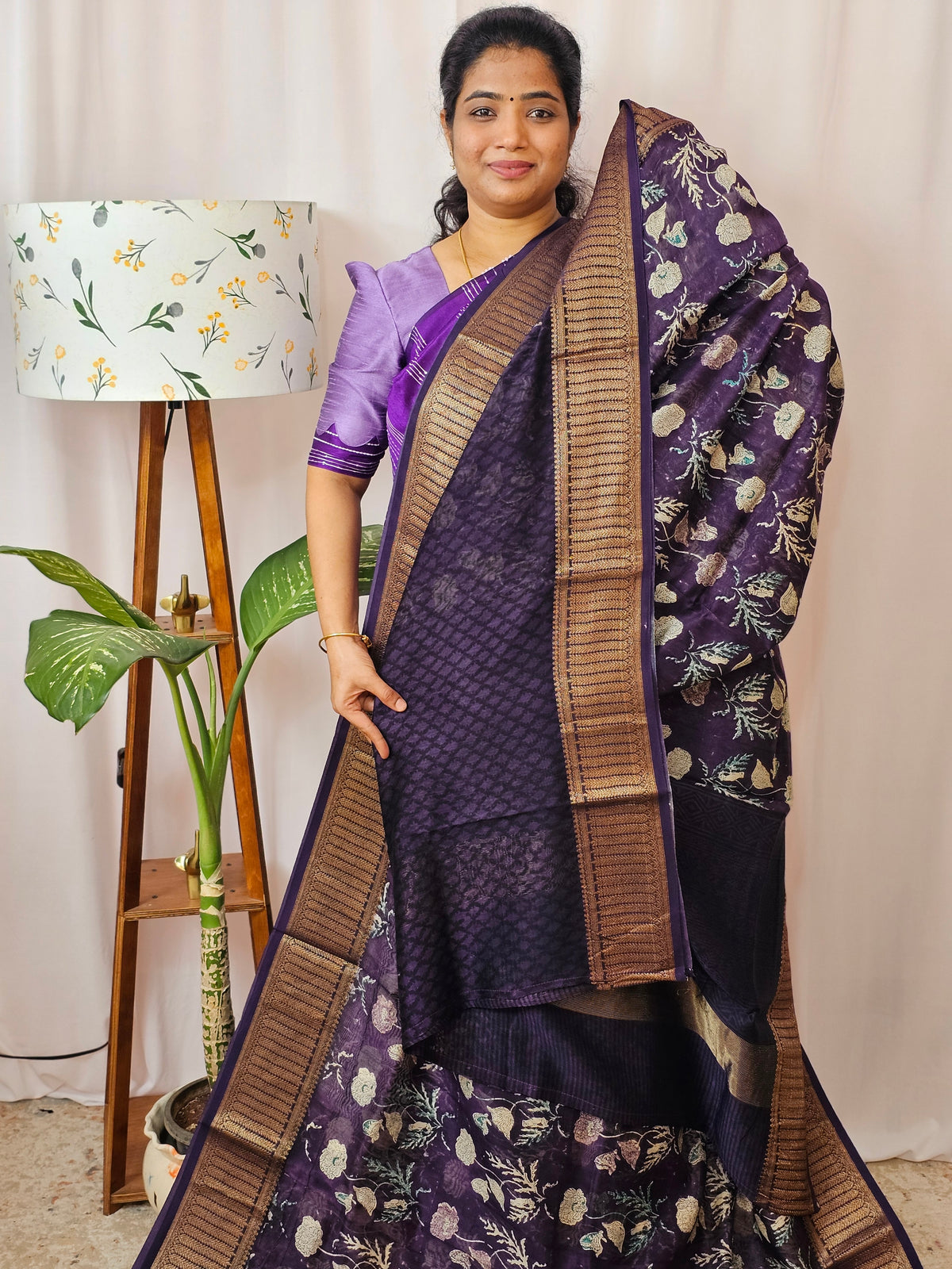 Pure Chanderi Butter Silk - Dark Purple