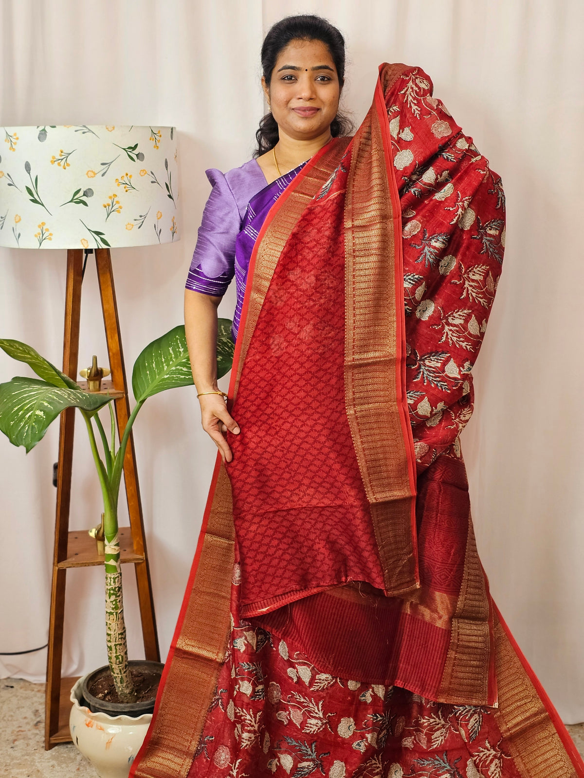 Pure Chanderi Butter Silk - Red