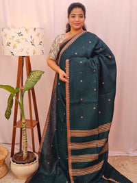 Pure Linen by Linen Sarees - Peacock Green