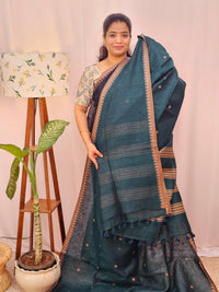 Pure Linen by Linen Sarees - Peacock Green