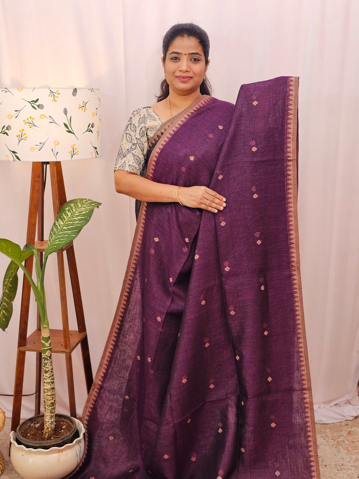 Pure Linen by Linen Sarees - Purple